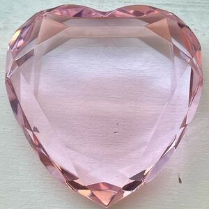 Rosenthal Pink Crystal Heart Paperweight – Faceted – With Box